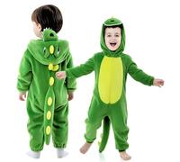 elexal Kids Halloween Costumes Dinosaur Costume Onesie for Kids Flannel Dinosaur Onesie for Baby Toddler Girls Boys One-Piece Hooded Zipper Pyjamas Animal Fancy Dress Outfit Rompers Jumpsuit Bodysuit