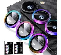 ELEYBTEH 2 Sets for Samsung Galaxy Z Fold 7 5G Camera Lens Protector, 9H Tempered Glass Camera Cover Screen Protector 3D Metal Individual Ring [Case Friendly] [Installation Tray] - Multi-Color