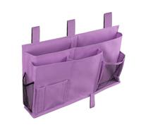 ELEZAY Bedside Organiser Waterproof Oxford Hanging Bedroom Caddy with Hook-and-Loop Fastener Straps for Dorm Bunk Large Capacity Bed Crib Stroller 8 Pocket Storage Bag Purple