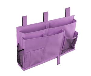 ELEZAY Bedside Organiser Waterproof Oxford Hanging Bedroom Caddy with Hook-and-Loop Fastener Straps for Dorm Bunk Large Capacity Bed Crib Stroller 8 Pocket Storage Bag Purple