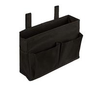 ELEZAY Bedside Organiser Waterproof Oxford Hanging Bedroom Caddy with Hooks for Bed Crib Stroller Dorm Bunk Minimalist 4 Pocket Storage Bag 29 * 20CM, Black