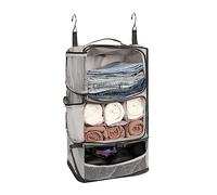 ELEZAY Hanging Packing Cubes Portable Closet 3-Shelf Travel Collapsible Compression Garment Organiser for Carry-on Luggage Suitcase Space Saver Bag X-Large_No Side Pockets, Lightgrey