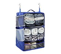 ELEZAY Hanging Packing Cubes Portable Closet 3-Shelf Travel Collapsible Compression Garment Organiser for Carry-on Luggage Suitcase Space Saver Bag XX-Large_No Side Pockets, Blue
