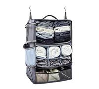 ELEZAY Hanging Packing Cubes Portable Closet 3-Shelf Travel Collapsible Compression Garment Organiser for Carry-on Luggage Suitcase Space Saver Bag XX-Large_No Side Pockets, Grey