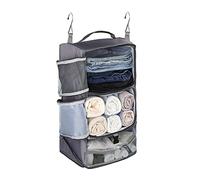 ELEZAY Hanging Packing Cubes Portable Closet 3-Shelf Travel Collapsible Compression Garment Organiser for Carry-on Luggage Suitcase Space Saver Bag X-Large_No Side Pockets, Grey