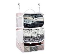 ELEZAY Hanging Packing Cubes Portable Closet 3-Shelf Travel Collapsible Compression Garment Organizer for Carry-on Luggage Suitcase Space Saver Bag XX-Large_No Side Pockets, Blush Pink