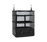 ELEZAY Hanging Packing Cubes Portable Closet Shelves Travel Collapsible Compression Garment Organisers for Carry-on Luggage Suitcase with Breathable Perforated Material X-Large, Black