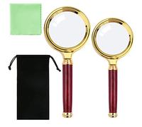 Elezeal 10X Handheld Magnifying Glass - Antique Handle Magnifier with Detachable Handle Magnifying Lens, Jewelry Glass Magnifying Lens for Home Learning, Reading, Fault Finding, Reading Book (2-pack)