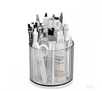 Elezeal 360 Degree Rotating Pen Pencil Holder Desk Organiser Stationery Storage 6 Slots Pencil Pots Makeup Brush Holder for Home Office Supplies Detachable Desktop Storage (Non-detachable white)