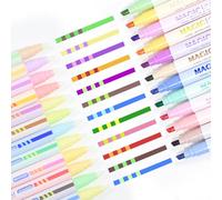 Elezeal Colour Magic Changing Pens Set, 12 Magic Colouring Pens Dual Tip Fluorescent Marker Create 3D Lettering, DIY Painting or Write Secret Messages Magical Art Supplies