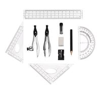 Elezeal Compass Maths Kit 10 Piece Drafting Geometry Sets Includes Compasses, Lead, Rubber, Sharpener, Protractor, Triangles, Ruler and Carrying Box