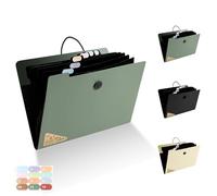 Elezeal Expanding File Organiser - 13 Pocket Accordion Document Holder Bag Organiser with Elastic Closure A4 Expanding File Folder for Paperwork, Receipts, Invoices, Bills, Documents(Green)