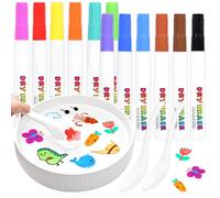 Elezeal Floating Painting Marker Pens, 12 Colors Magical Water Pen Erasable Painting Doodle Pens Whiteboard Markers Set with 2 Spoon and Colourful Box for Girls Boys Gifts