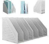 Elezeal Foldable Magazine File Holder Durable File Desktop Document Organiser Book Shelves Magazine Folder Paper Filing Rack For Books, CDs, Office, Library, Home and School (3 Compartments - 2pack)