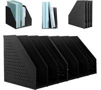 Elezeal Foldable Magazine File Holder Durable File Desktop Document Organiser Book Shelves Magazine Folder Paper Filing Rack For Books, CDs, Office, Library, Home and School (3 Compartments - 2pack)