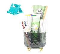 Elezeal Pen Holder, Spinning Makeup Brush Holder, 360°Rotating Cosmetics Organiser with Anti-slip Mat, 6 Slot Pencil Cup Storage Organizer Style Container for Vanity Bathroom Bedroom Stationery