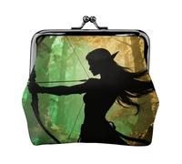 Elf Archer Bow Leather Kiss Lock Coin Purse-Small Mini Wallet for Women