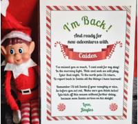 Elf Arrival Letter & Elf Goodbye Letter Card Set laminated | Personalised Christmas Elf Letters for Kids | A5 Home Customisable with Child’s & Elf’s Name | We're Back | I'm Back