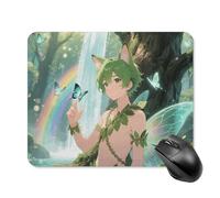 Elf Boy Mouse Pad Cute Square Mouse Mat Leather Non-Slip Rubber Base Mousepad Waterproof Computer Mouses Pad for Laptop Wireless Mouses Keyboard Home Office 20 * 25cm