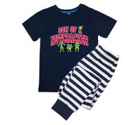 Elf Boy's Son Of A Nutcracker Striped Long Pyjama Set in Navy | Size: 5-6 Years Elf Navy 5-6 Years
