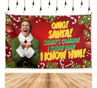 Elf Christmas Banner Xmas Elf Movie Backdrop Sign Funny Winter Xmas Decor Merry Christmas Decorations for Home