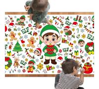 Elf Christmas Coloring Table Cloth for Kids, Cute Holiday Coloring Tablecloth Poster Banner, Elf Christmas Crafts for kids Teens, Xmas Toy Gifts Party Game Supplies Classroom Decor, 72x30 inch