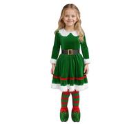 Elf Costume Childs Girls Green Red Santa's Elf Chirstmas Fancy Dress Costume Children's Santa's Little Helper Fancy Dress Family Wear Helper Parent Child Christmas Christmas Elfs Outfit for Holiday