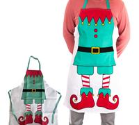 (ELF Costume) Christmas Kitchen Apron Santa Elf Costume Muscleman Baking Accessory