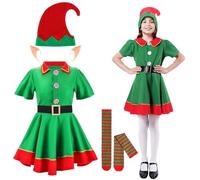 Elf Costume, Elf Costume, Girl Child, Elf Christmas Costume, Family Costume, Elf Christmas Adult and Children, Colsplay Christmas, Papanoel Helper Costume (10-12 Years, Elf Costume Girls)