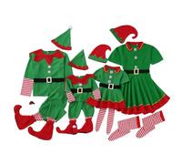 Elf Costume Kids Girls Christmas Dress Green Fancy Dress for Women Adult Christmas Elf Costume Family Matching Xmas Outfit for Women Men Boys Girls Santa's Little Helper Costumes (mon, 180)