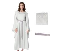Elf Costume Queen Dress,Elf Cosplay Costume,Renaissance Fairy Dress Outfit with Belt for Halloween Carnival Party (White, M)