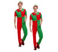 Elf Costume Unisex Men Adult Christmas Fancy Dress Santa Helper Xmas M-XL