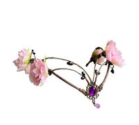 Elf Crown Pink Floral Wedding Headpiece Forest Woodland Flower Tiara Elf Forehead Jewelrye for Halloween