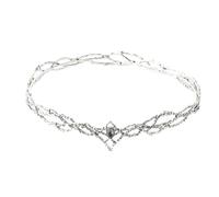 Elf Crown Rhinestone Hair Accessory Crown Leaves Waterdrop Tiara Wedding Jewelry Ladies Artificial Party Princess Elf(Silver)
