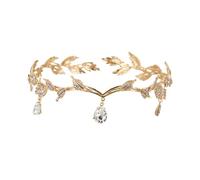 Elf Crown Rhinestone Hair Accessory Crown Leaves Waterdrop Tiara Wedding Jewelry Ladies Artificial Party Princess Elf for Halloween