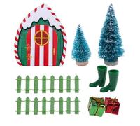 Elf Door 9PCS/Set Christmas Fairy Door with a Cute Doll Miniature for Dollhouse Accessories Magic Gnome Set for Indoor Outdoor Christmas Decorations Xmas Gift Elf