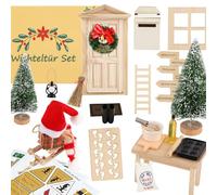 Elf Door Christmas Kit - Complete Set of Santa Claus Accessories Including Miniature DIY Construction Site, Secret Santa Baking Set, Christmas Decoration, DIY Gift for Bam