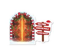 Elf Door Sticker - North Pole Double Doors & Signpost Christmas Decal | Glowing elf doors with a To The North Pole sign for skirting boards and walls - magical Christmas arrival for kids
