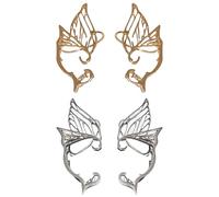 Elf Ears, 2 Pairs Clip on Earrings, Butterfly Elf Earrings, Helix Hook Earring, Silver and Gold Fairy Ear Accessories for CosplayFantasy, Fairy Ears for Cosplay and Parties, And Gift Giving