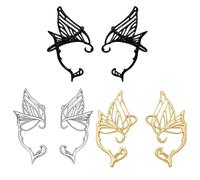 Elf Ears, Anime Cosplay Fantasy Ear Cuffs, 3 Pairs of Lightweight Clip-On Fairy Ears, Butterfly Ears for Halloween, Carnival, Themed Parties, Elf Costume Accessories for Women Girls