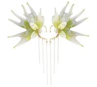 Elf Ears for Women 1 Pair Mystic Fairy Ears with Pearl Beads Elegant Mermaid Free Size Ear Cuffs Non Piercing for Halloween, Cosplay, Costume, Toys.