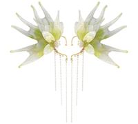 Elf Ears for Women 1 Pair Mystic Fairy Ears with Pearl Beads Elegant Mermaid Free Size Ear Cuffs Non Piercing for Halloween Cosplay Costume