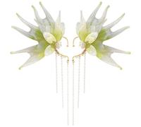 Elf Ears for Women 1 Pair Mystic Fairy Ears with Pearl Beads Elegant Mermaid Free Size Ear Cuffs Non Piercing for Halloween, Cosplay, Costume