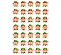 Elf Face - Edible Cupcake Toppers - Wafer or Icing - Christmas Xmas Festive Party Themed Celebration Cake Decorations for Cupcakes, Cookies, Brownies, Muffins & More!