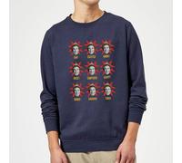 Elf Faces Christmas Jumper - Navy | Size: Medium Elf Navy M