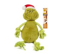 ELF FUN CLUB Grinch Dog Toy with Squeaky Ball | Durable Rope Tug Toy for Dogs | Chew, Fetch & Interactive Play | Christmas Dog Gift Plus A Little Xmas Doggy Treat From The Grinch - Natural Dog Treats