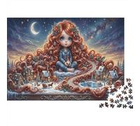 Elf Girl 1000 Piece Jigsaw Snow Village Cottages As A Gift Mental Relaxation Birthday Present Wall Decor Framed Puzzle Art for Adults 38x26cm/1000pcs