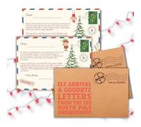 Elf Goodbye Letter & Elf Arrival Letter Card Set with 2 North Pole Stamped Kraft Envelopes | Personalised Christmas Elf Letters for Kids | A6 Home Customisable with Child’s & Elf’s Name |