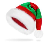 Elf Hat for Adults Kids Father Christmas Santa Claus Hat,Luxury Novelty Plush Xmas Headwear, Velvet Comfy Funny Santa Outfit for New Year Festive Holiday Party