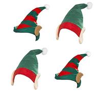 Elf Hats With Ears Mixed Style 4 Pack - Mens Ladies Christmas Xmas Party Fancy Dress Accessory Set (4 X Elf Hats in 2 Styles) … Adult - One Size